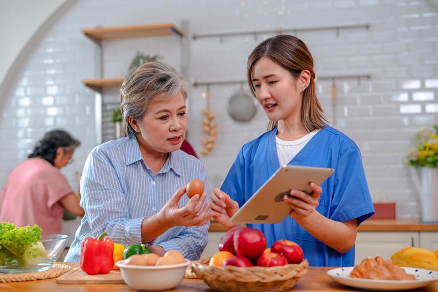 Woman learning cooking