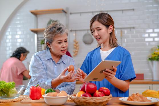 Woman learning cooking